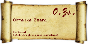 Ohrabka Zseni névjegykártya